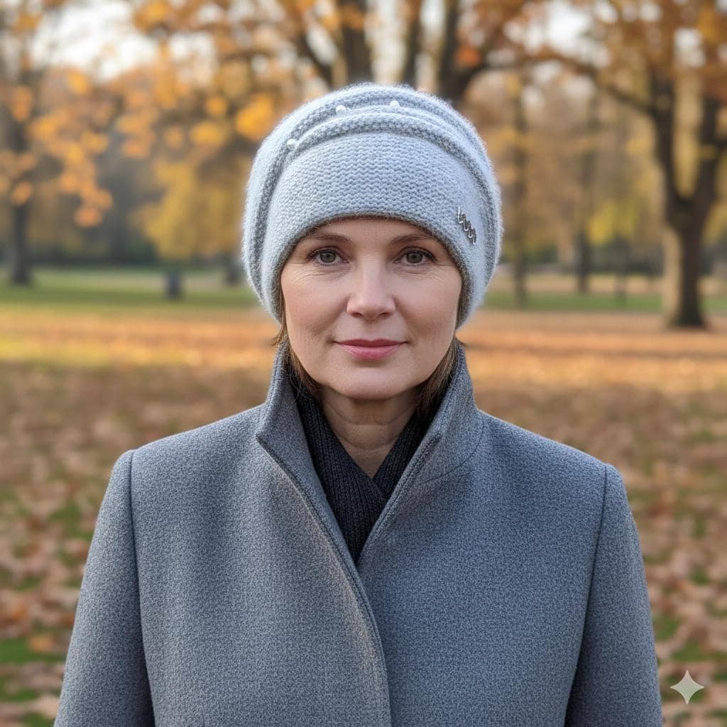 Women's Angora Wool Winter Hat – Double Layer Warm Beanie, Cozy Gift for Mom or Grandma