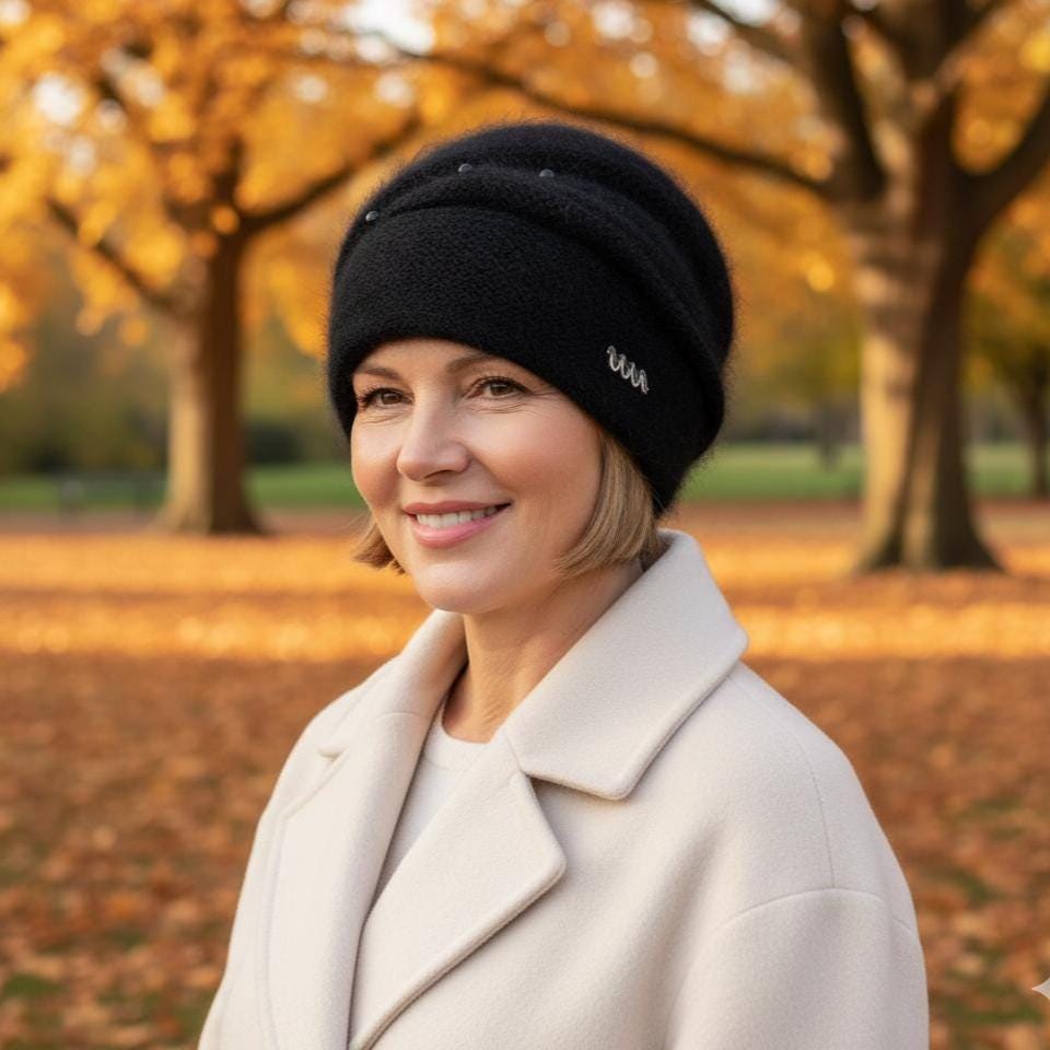 Women's Angora Wool Winter Hat – Double Layer Warm Beanie, Cozy Gift for Mom or Grandma