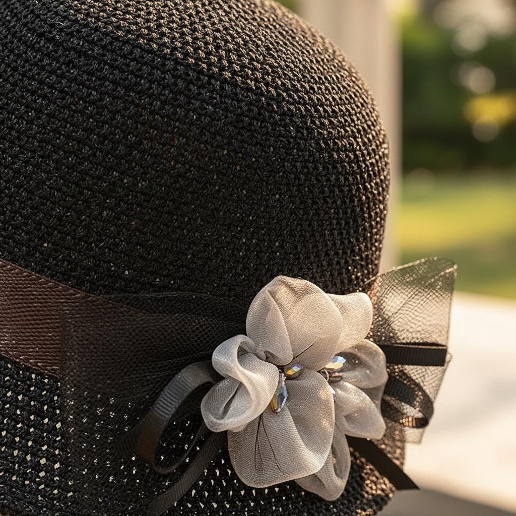 Vintage Floral Summer Cloche Hat for Women, Elegant Sun Protection Hat, Valentine Gift, Mother's Gift, New Year Fashion Accessory