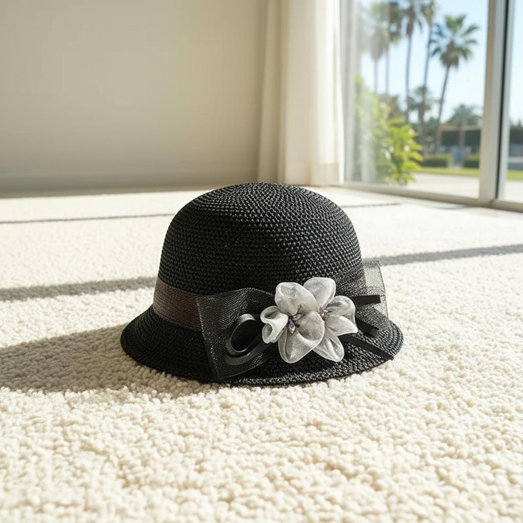 Vintage Floral Summer Cloche Hat for Women, Elegant Sun Protection Hat, Valentine Gift, Mother's Gift, New Year Fashion Accessory