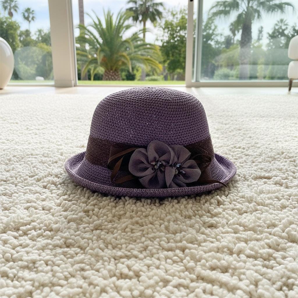 Vintage Floral Summer Cloche Hat for Women, Elegant Sun Protection Hat, Valentine Gift, Mother's Gift, New Year Fashion Accessory