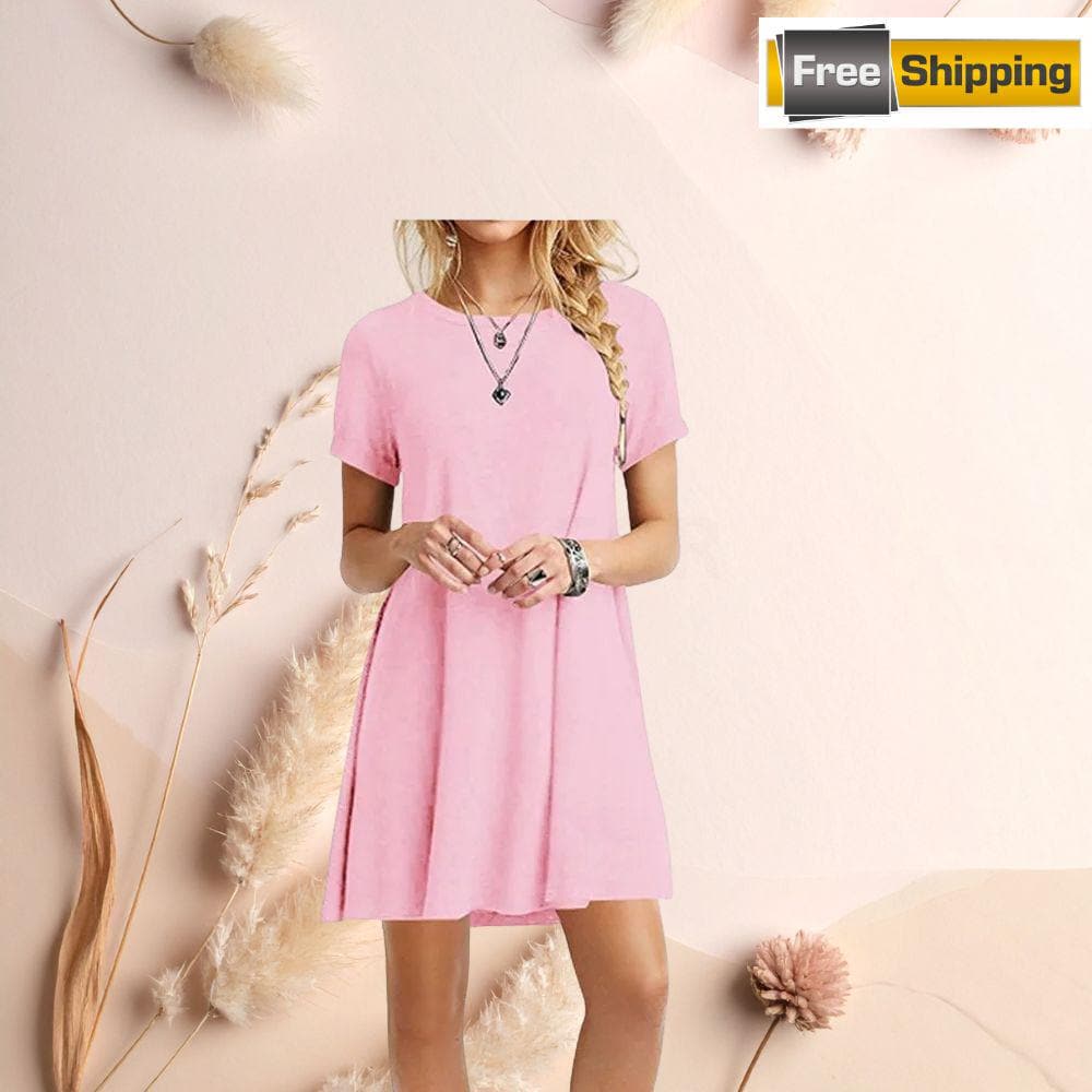 Women's Vintage Casual T-Shirt Dress | O-Neck Short Sleeve Loose Mini Dress | Summer Streetwear Sundress
