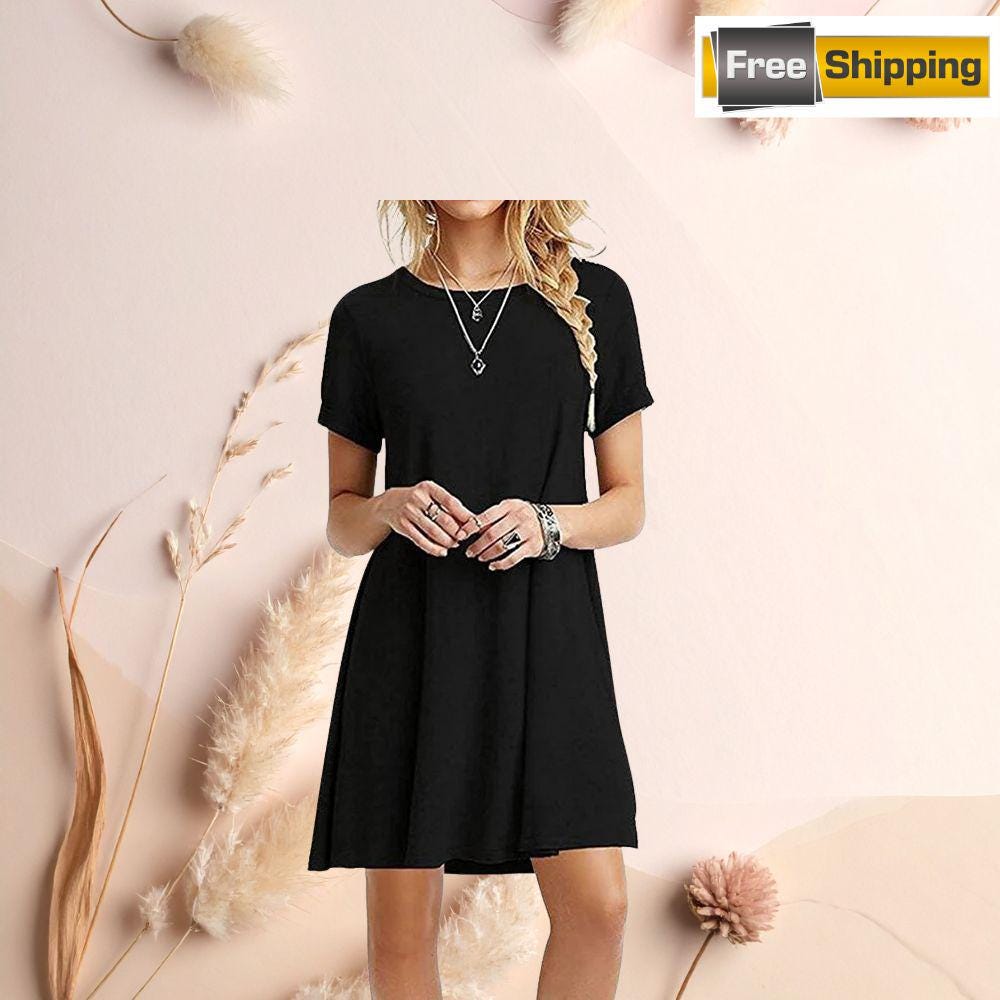 Women's Vintage Casual T-Shirt Dress | O-Neck Short Sleeve Loose Mini Dress | Summer Streetwear Sundress