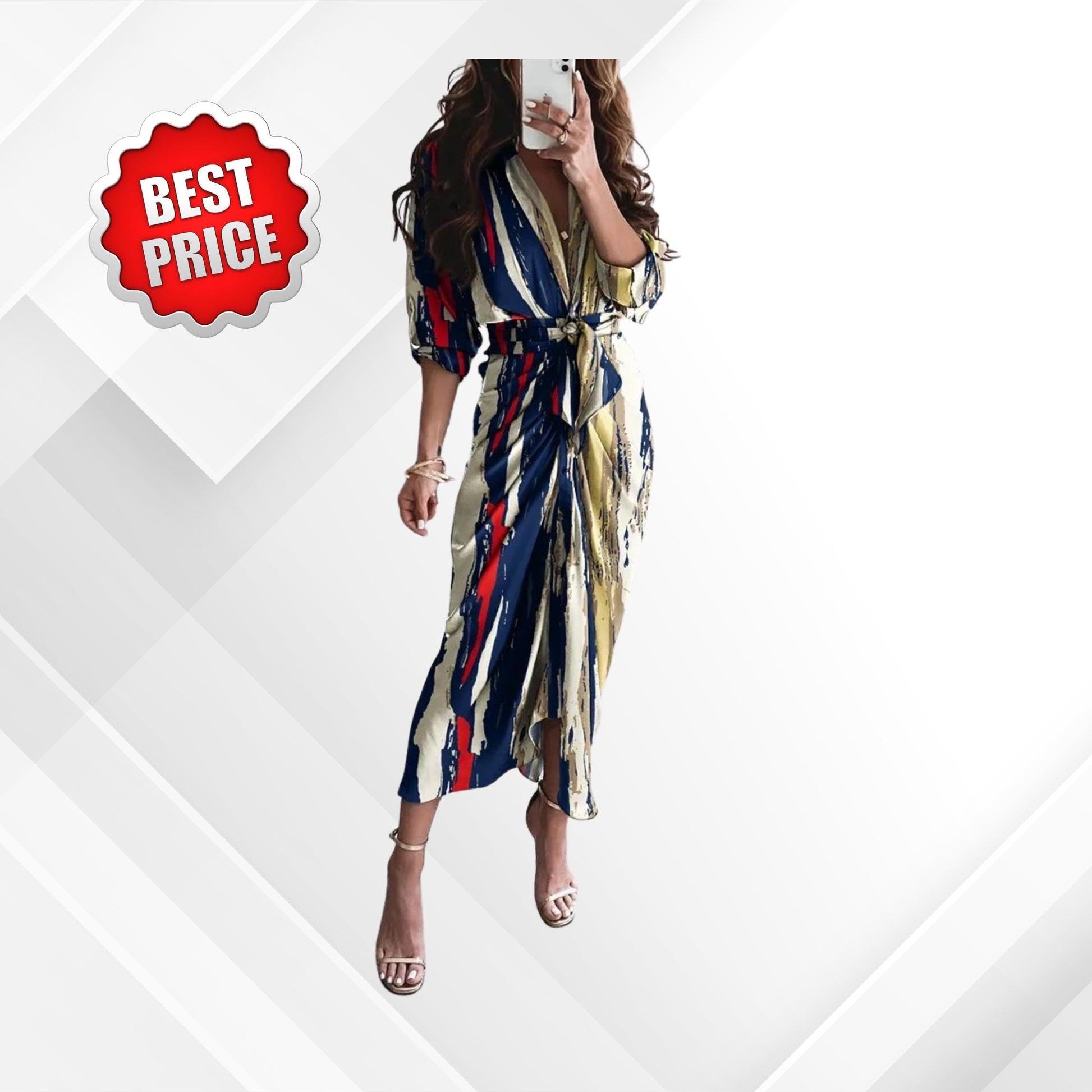 Elegant ruched shirt dress button front tie waist midi dress casual summer party wear
