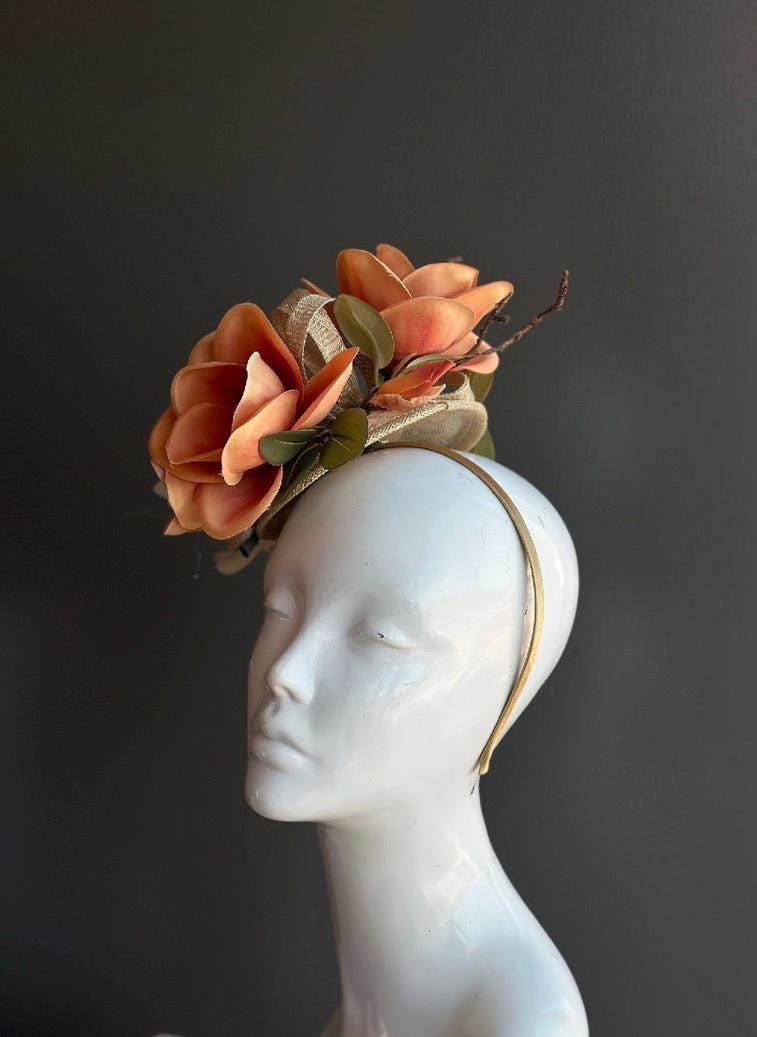 Burnt Orange Fascinator Hat for Kentucky Derby Horse Race Hat for women