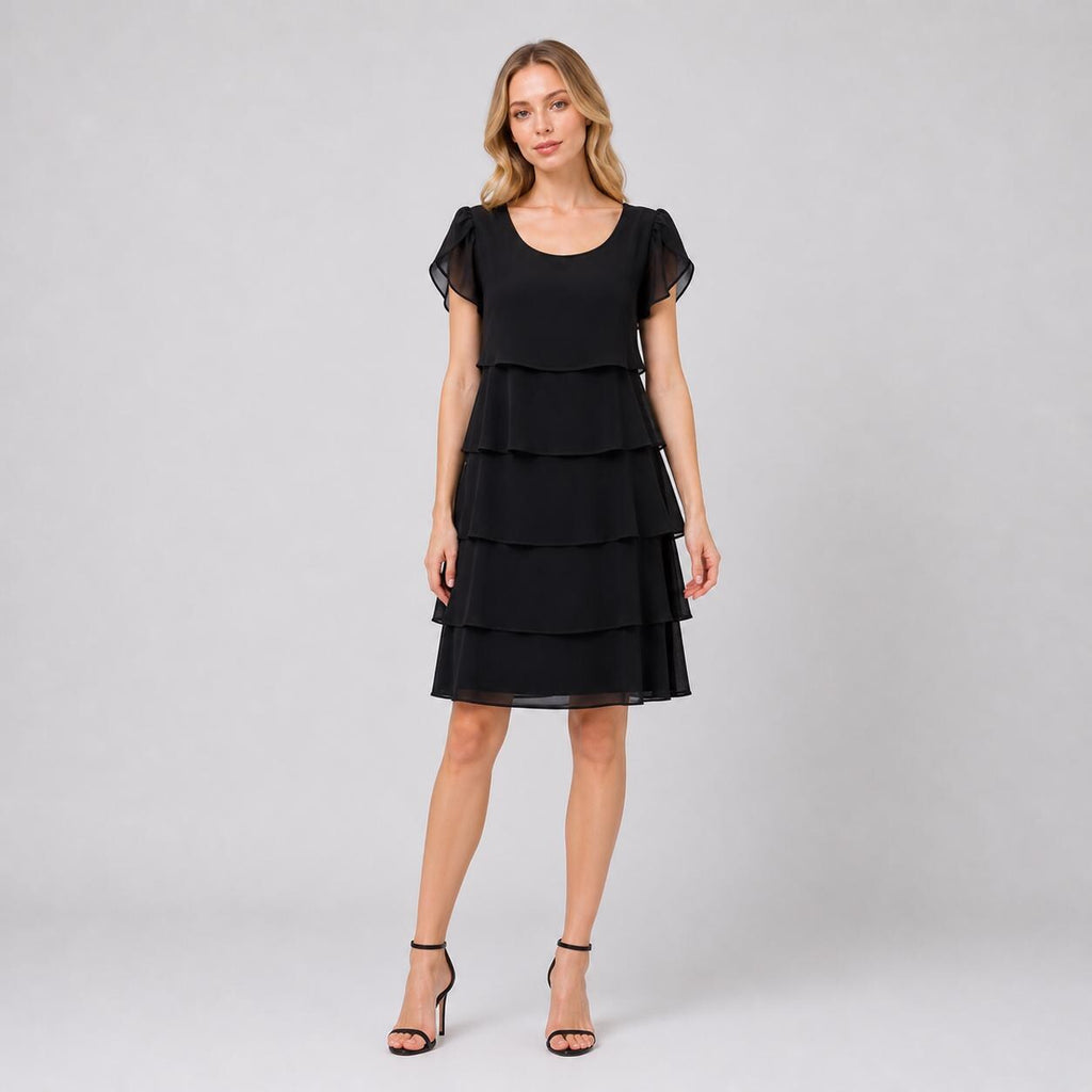 Chiffon Ruffle Mini Dress | Layered A Line Summer Party Wear