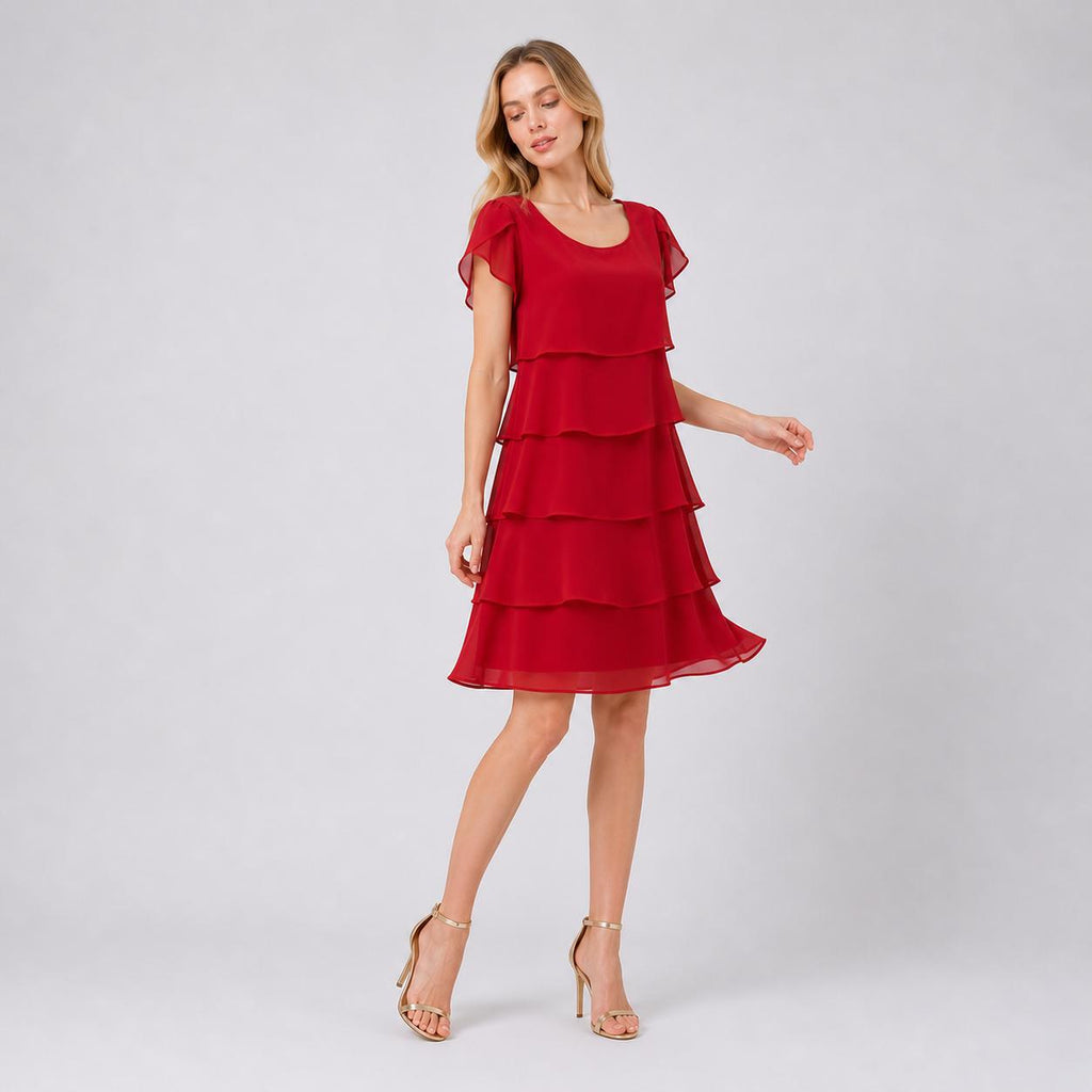 Chiffon Ruffle Mini Dress | Layered A Line Summer Party Wear
