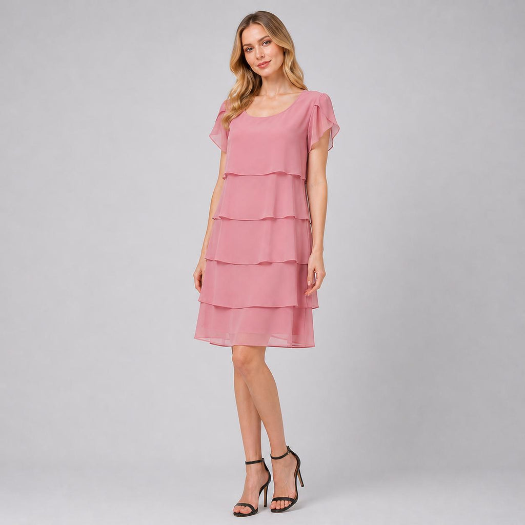 Chiffon Ruffle Mini Dress | Layered A Line Summer Party Wear