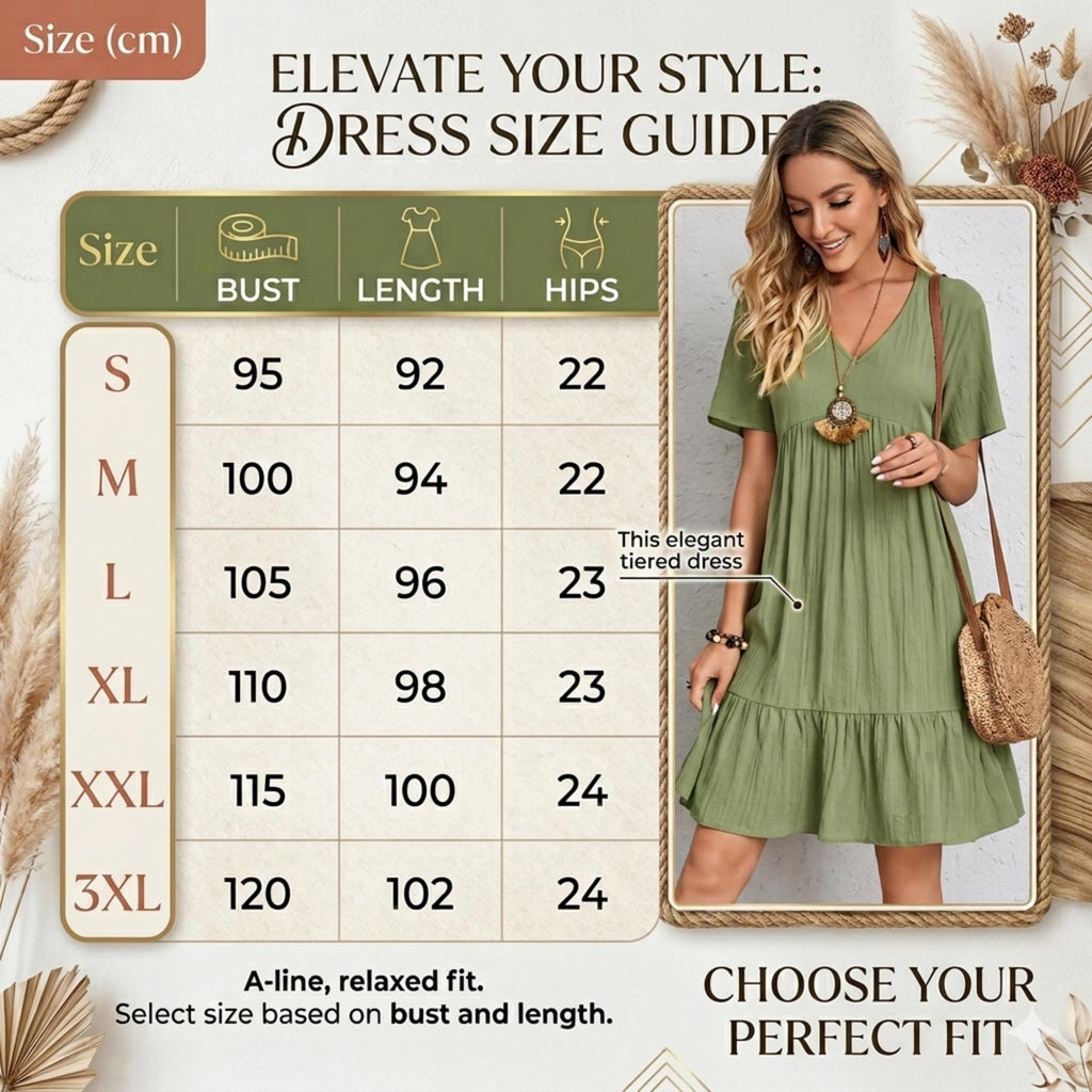 Women Summer Peplum Dresses Spring V-Neck Short Sleeve Loose Waist Ruffle Fit Flare Vocation Dresses, Outdoor Dress Beach Dress for Women