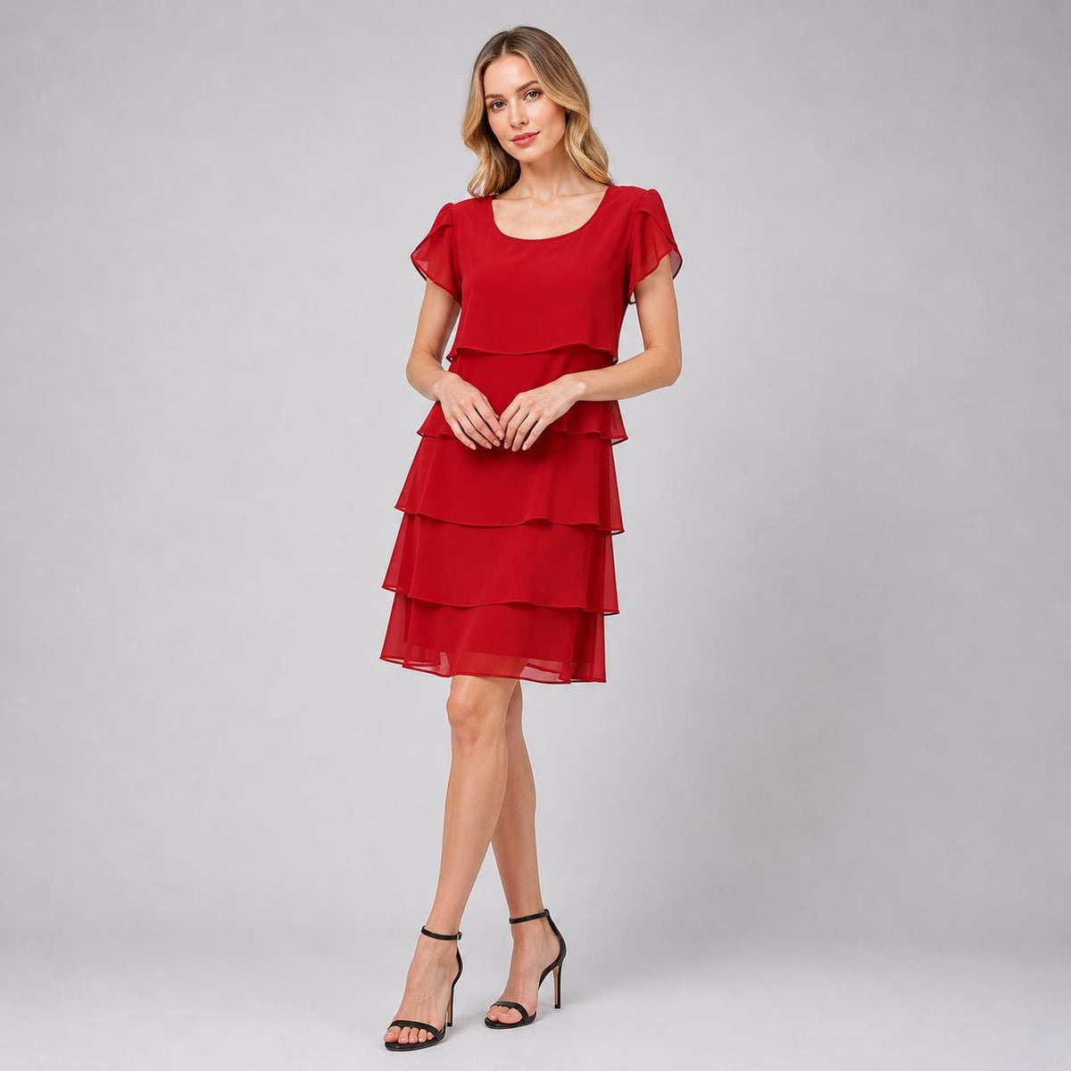 Chiffon Ruffle Mini Dress | Layered A Line Summer Party Wear