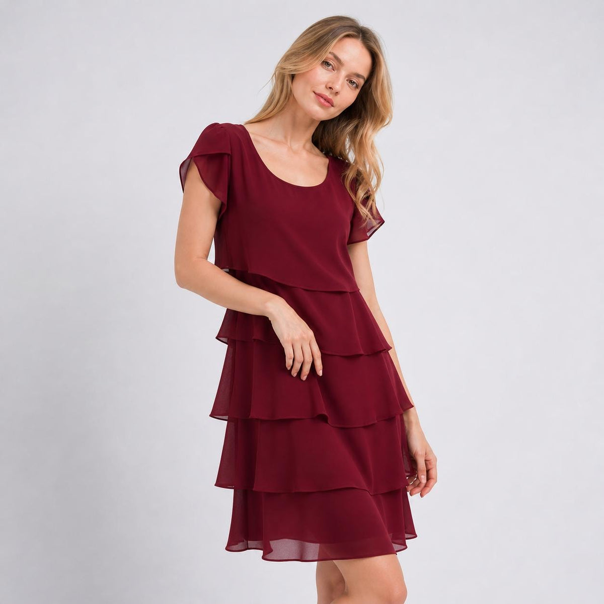 Chiffon Ruffle Mini Dress | Layered A Line Summer Party Wear