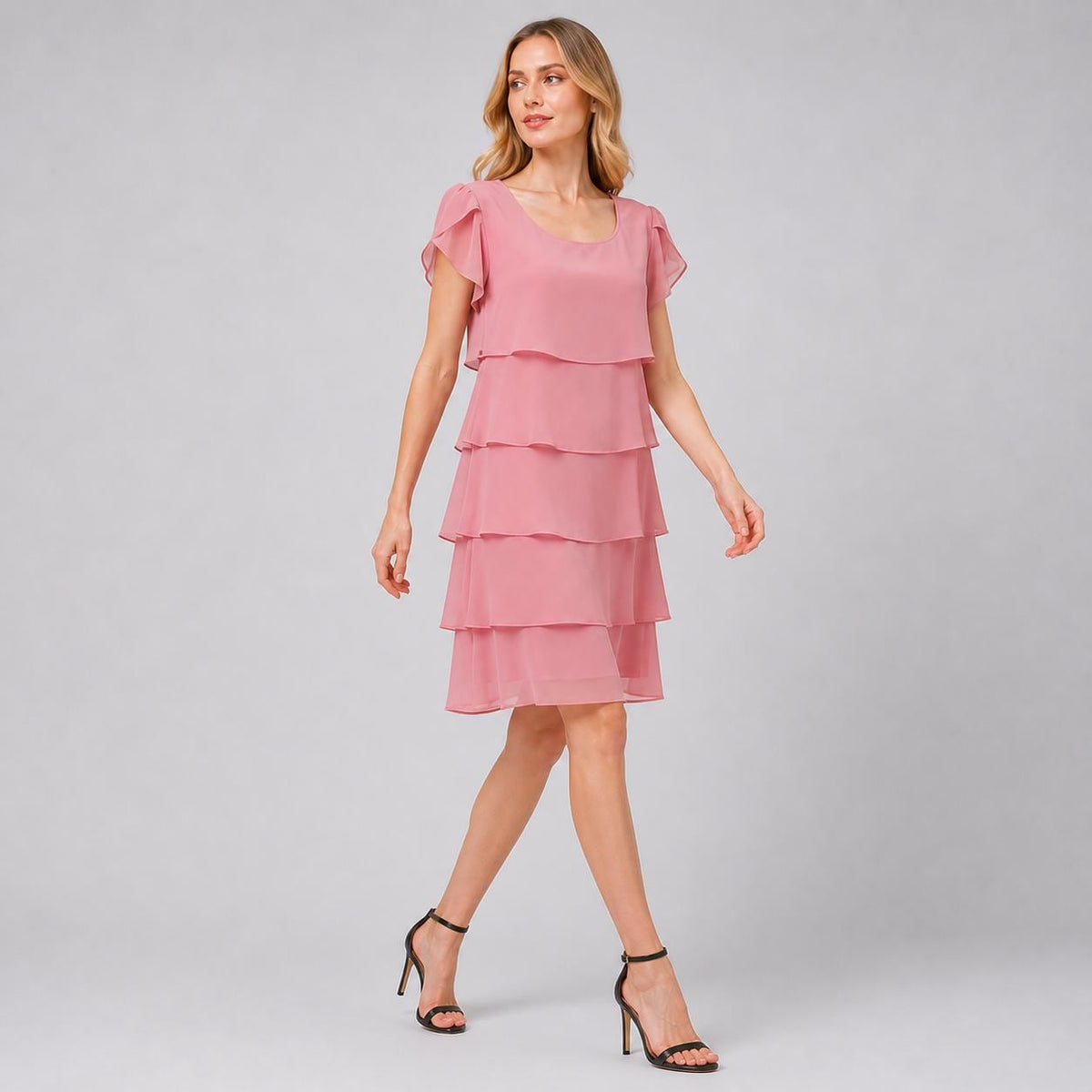 Chiffon Ruffle Mini Dress | Layered A Line Summer Party Wear