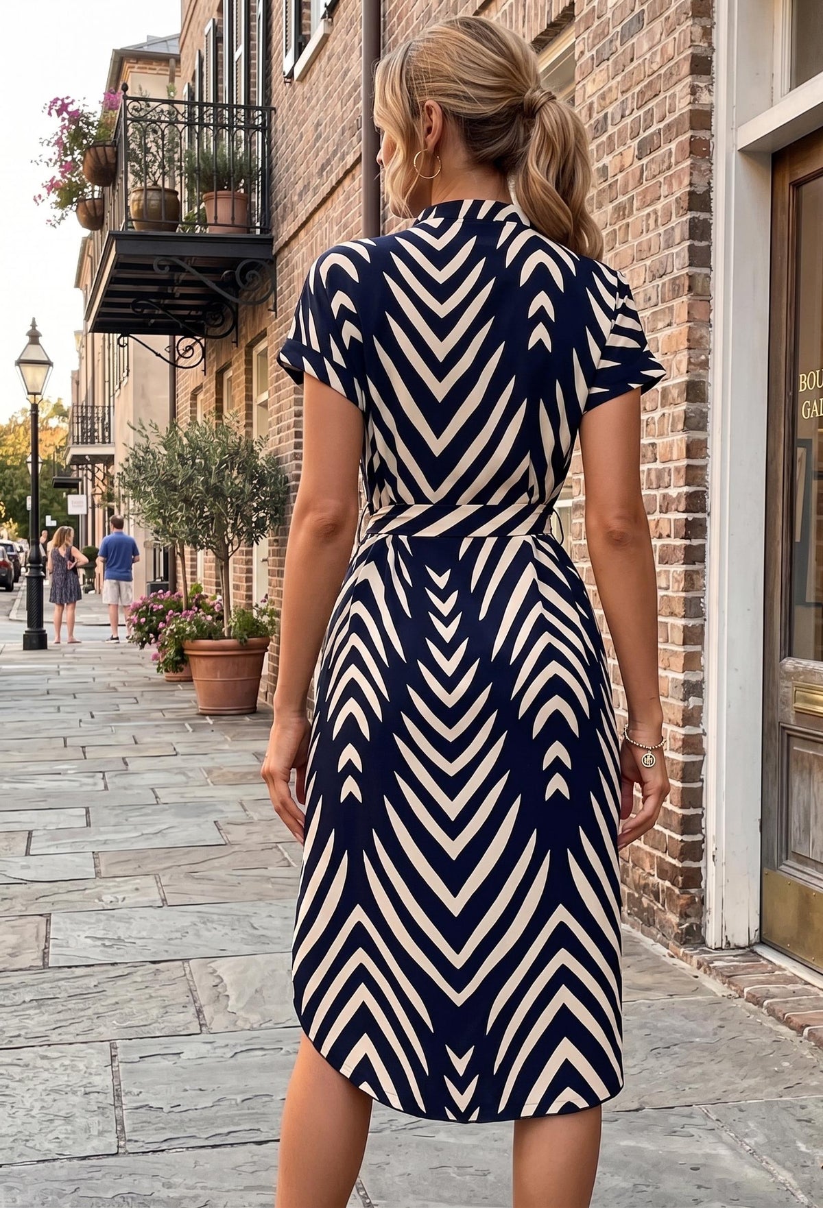 Elegant Striped V-Neck Dress for Women | Casual Summer Belted Dress | Short Sleeve Comfortable Everyday Outfit | Chic Vacation Fashion