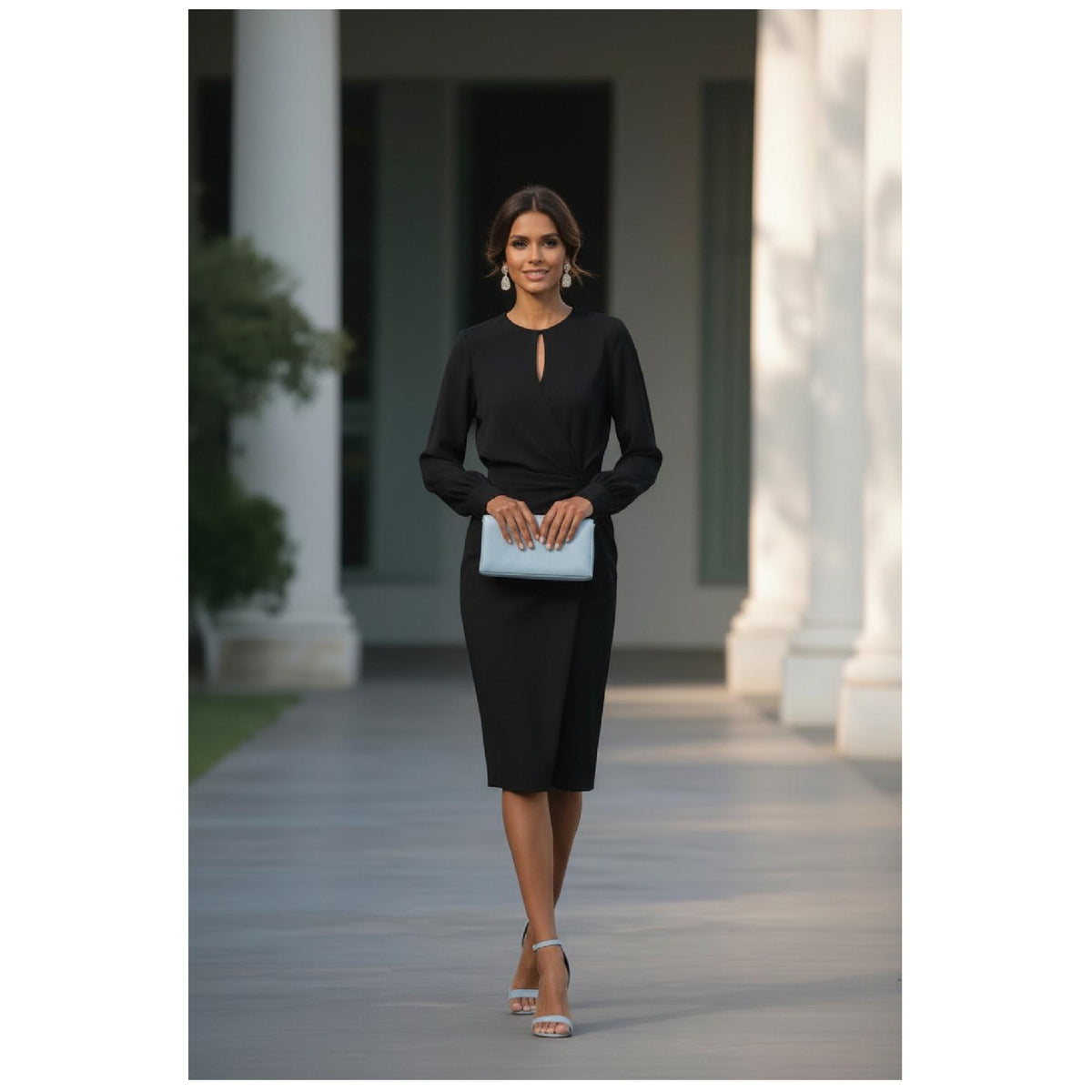 Elegant Floral Ruched Bodycon Midi Dress, Chic Wedding Guest Outfit