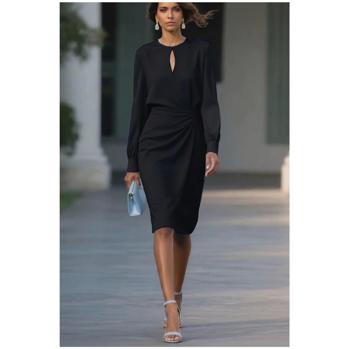 Elegant Floral Ruched Bodycon Midi Dress, Chic Wedding Guest Outfit
