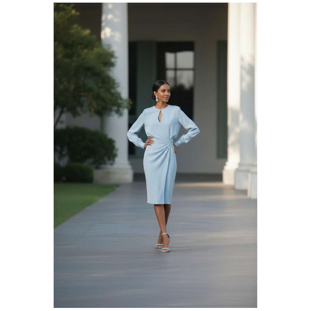 Elegant Floral Ruched Bodycon Midi Dress, Chic Wedding Guest Outfit