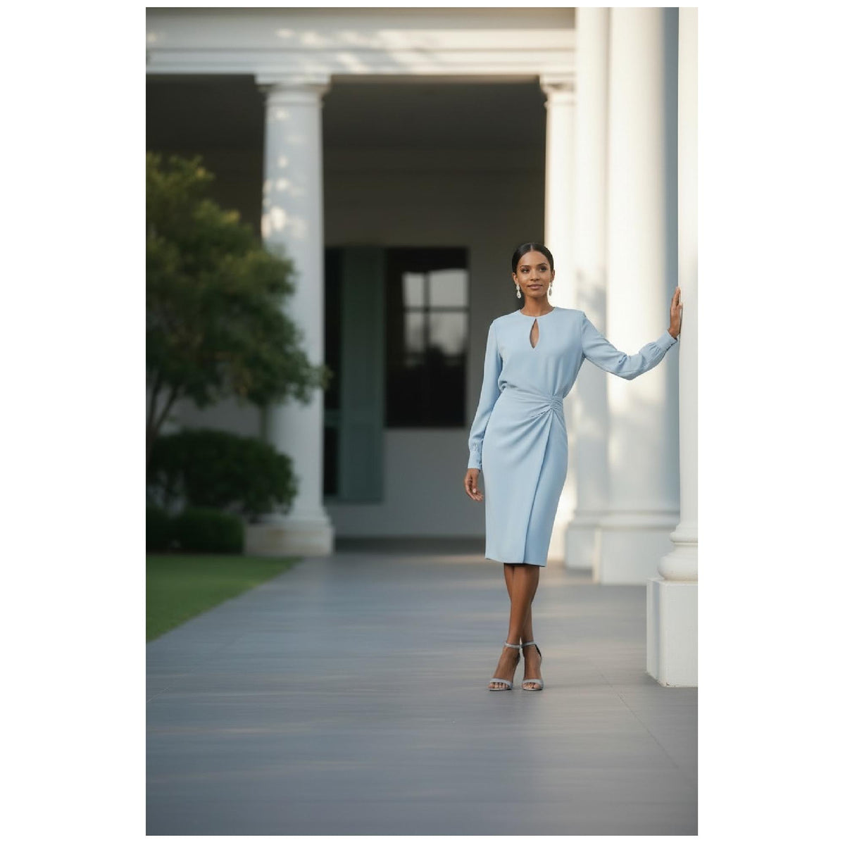 Elegant Floral Ruched Bodycon Midi Dress, Chic Wedding Guest Outfit