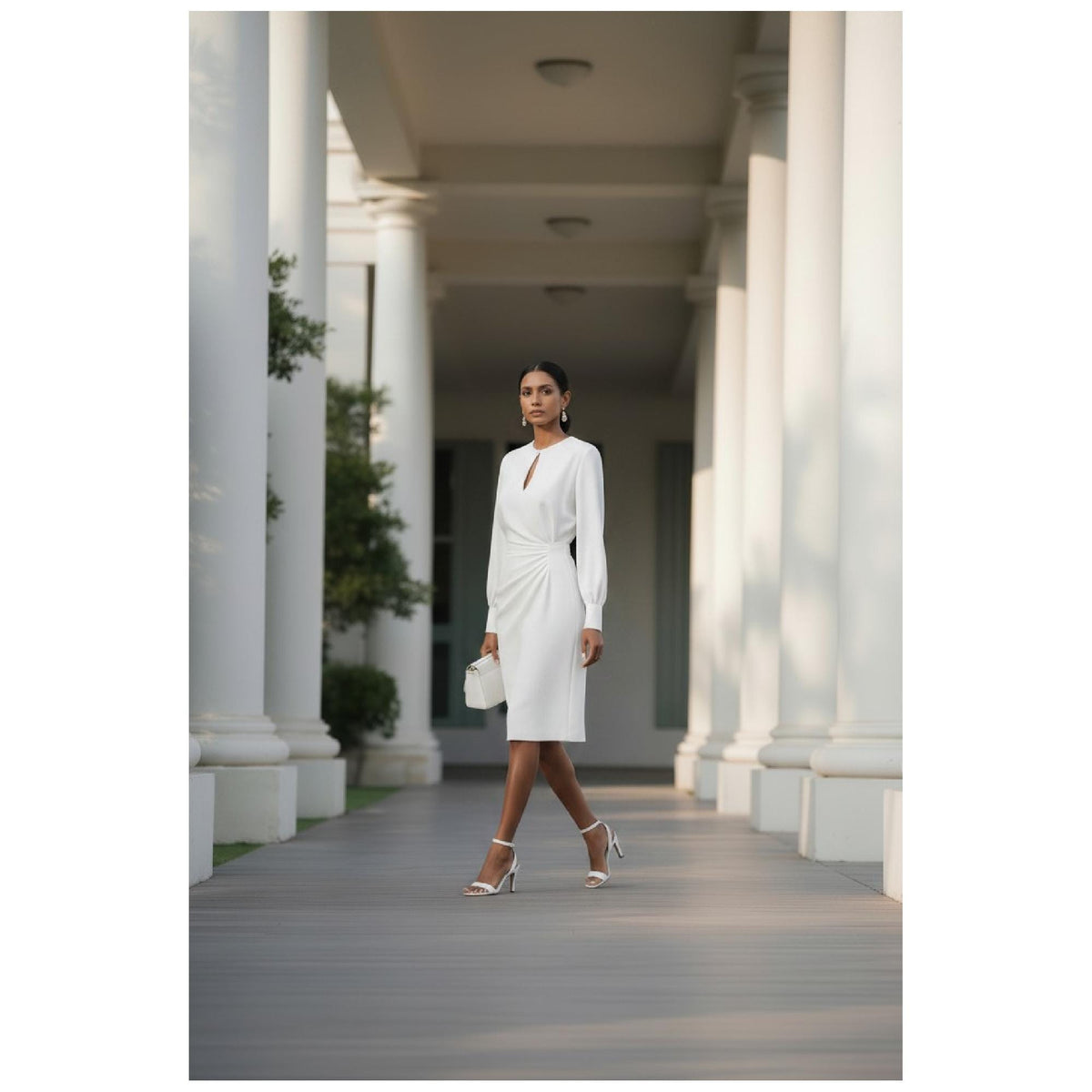 Elegant Floral Ruched Bodycon Midi Dress, Chic Wedding Guest Outfit