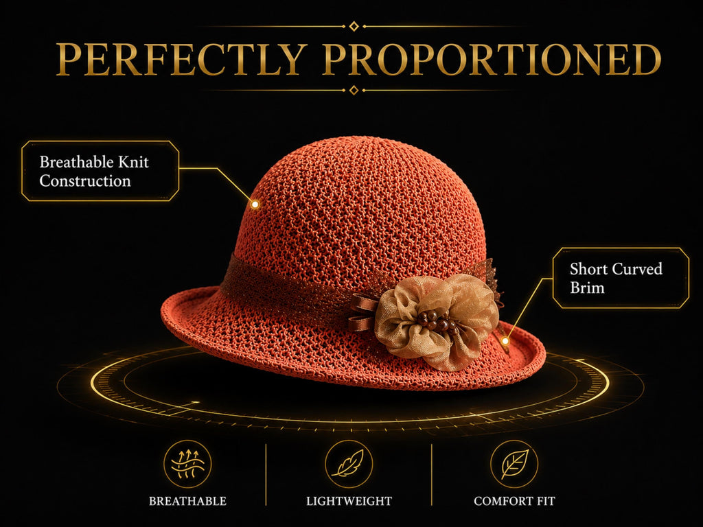 Women's Knitted Breathable Flower Fisherman Hat | Elegant Summer Sun Hat with Floral Accent & UV Shade Protection