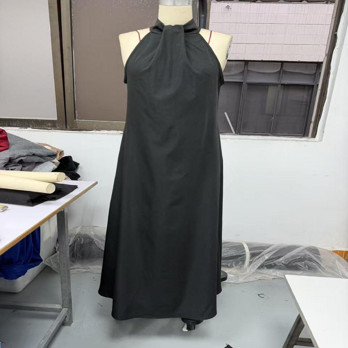 Women's Halter Maxi Dress, Sleeveless A-Line Dress, Elegant Summer Evening Dress, Resort Wear
