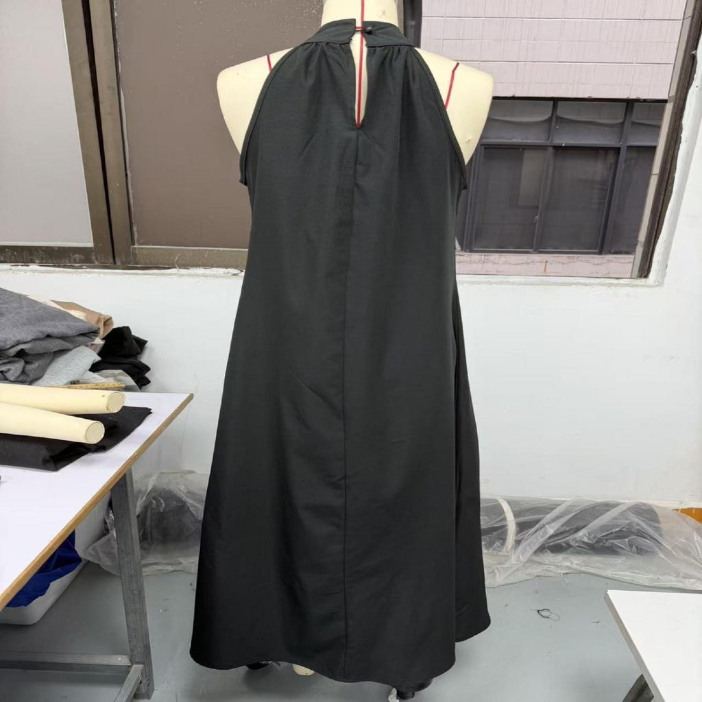 Women's Halter Maxi Dress, Sleeveless A-Line Dress, Elegant Summer Evening Dress, Resort Wear