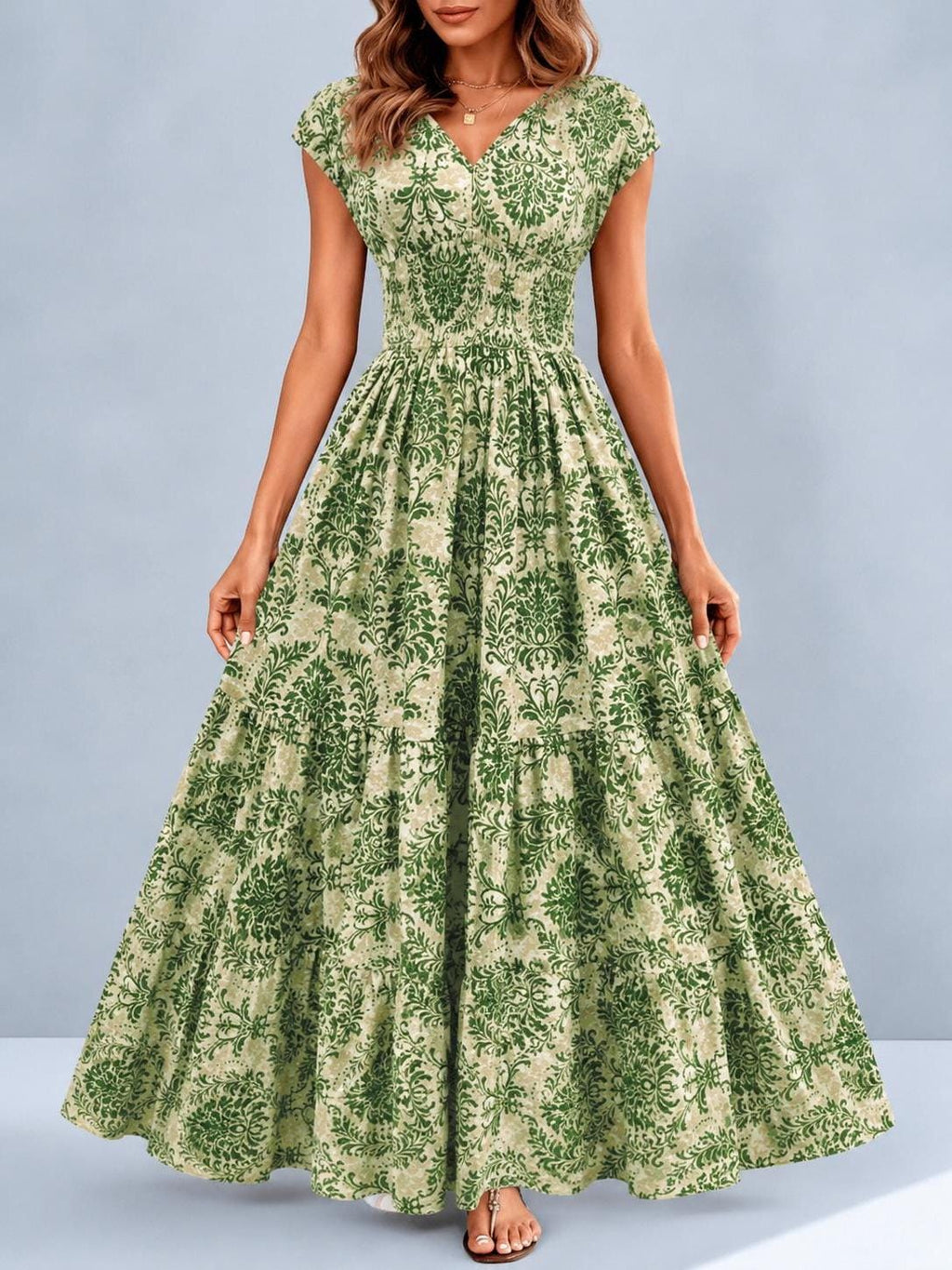 Women Floral Maxi Dress | Summer Beach Dress |  Flowy High Waist Vacation Dress | Printed Bohemian Dress | Garden Party Outfit