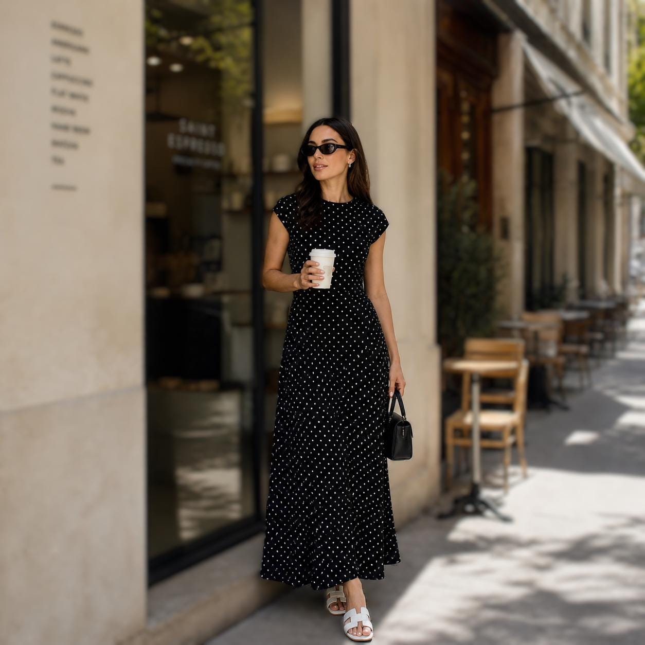 Polka Dot Midi Dress | Vintage Cap Sleeve Summer Dress | Elegant Wedding Guest Party Outfit | Parisian Chic Dress