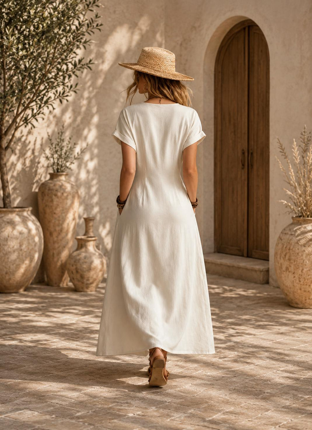 Women's V Neck Button Front Maxi Dress Casual Summer Outfit