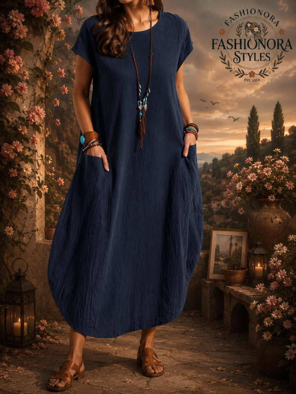 Linen Dress with Pockets, Cotton Linen Maxi Dress, Modest Boho Sundress, Casual Loose Fit Dress, Women's Summer Beach Dress