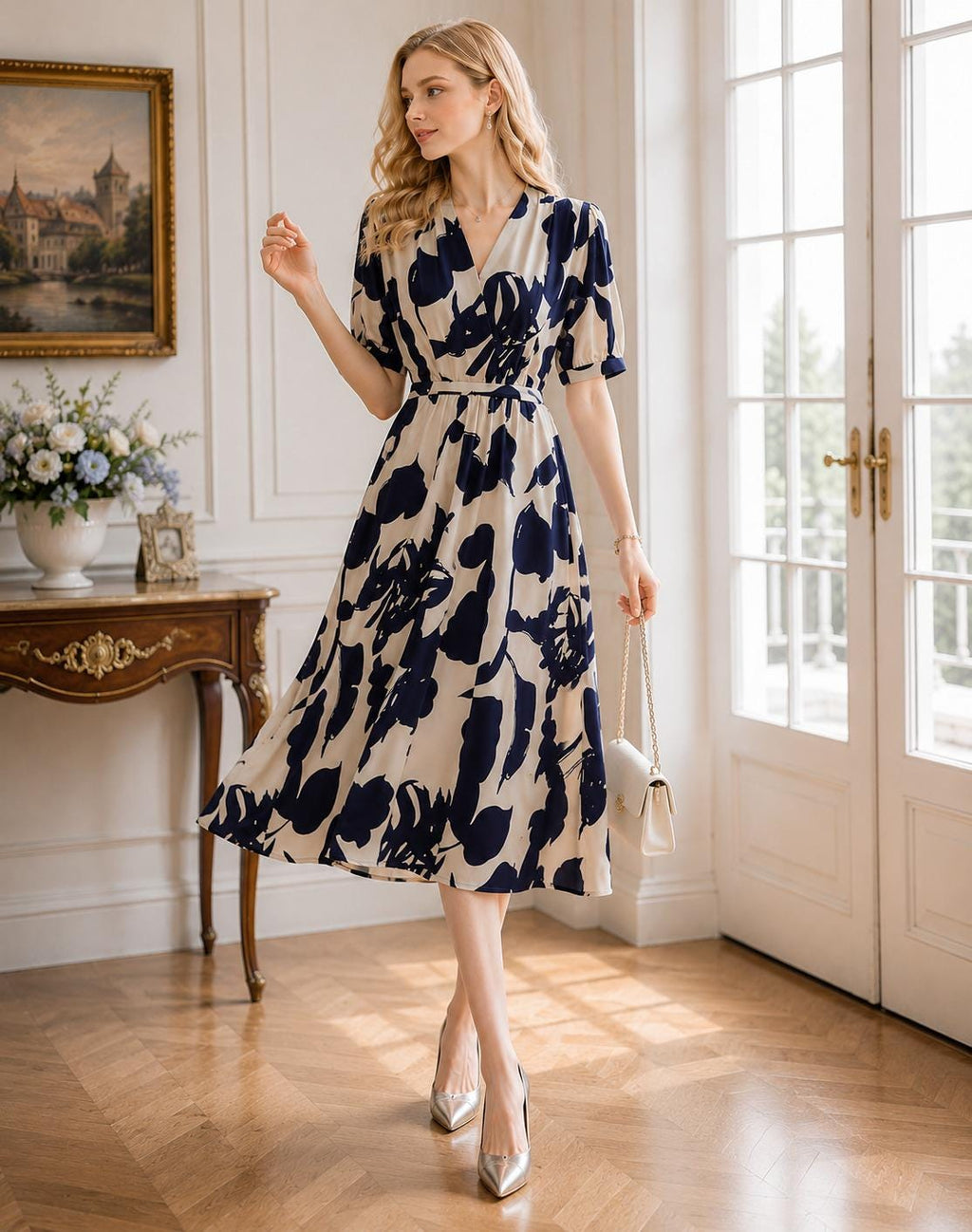 Silk Luxury Floral Print Bodycon Dress Bandage Vintage Elegant Evening Casual Summer Women