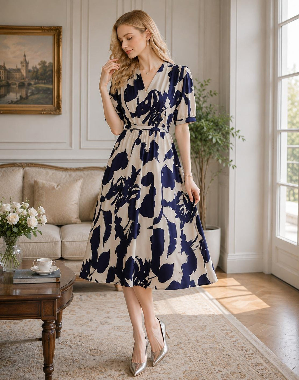 Silk Luxury Floral Print Bodycon Dress Bandage Vintage Elegant Evening Casual Summer Women