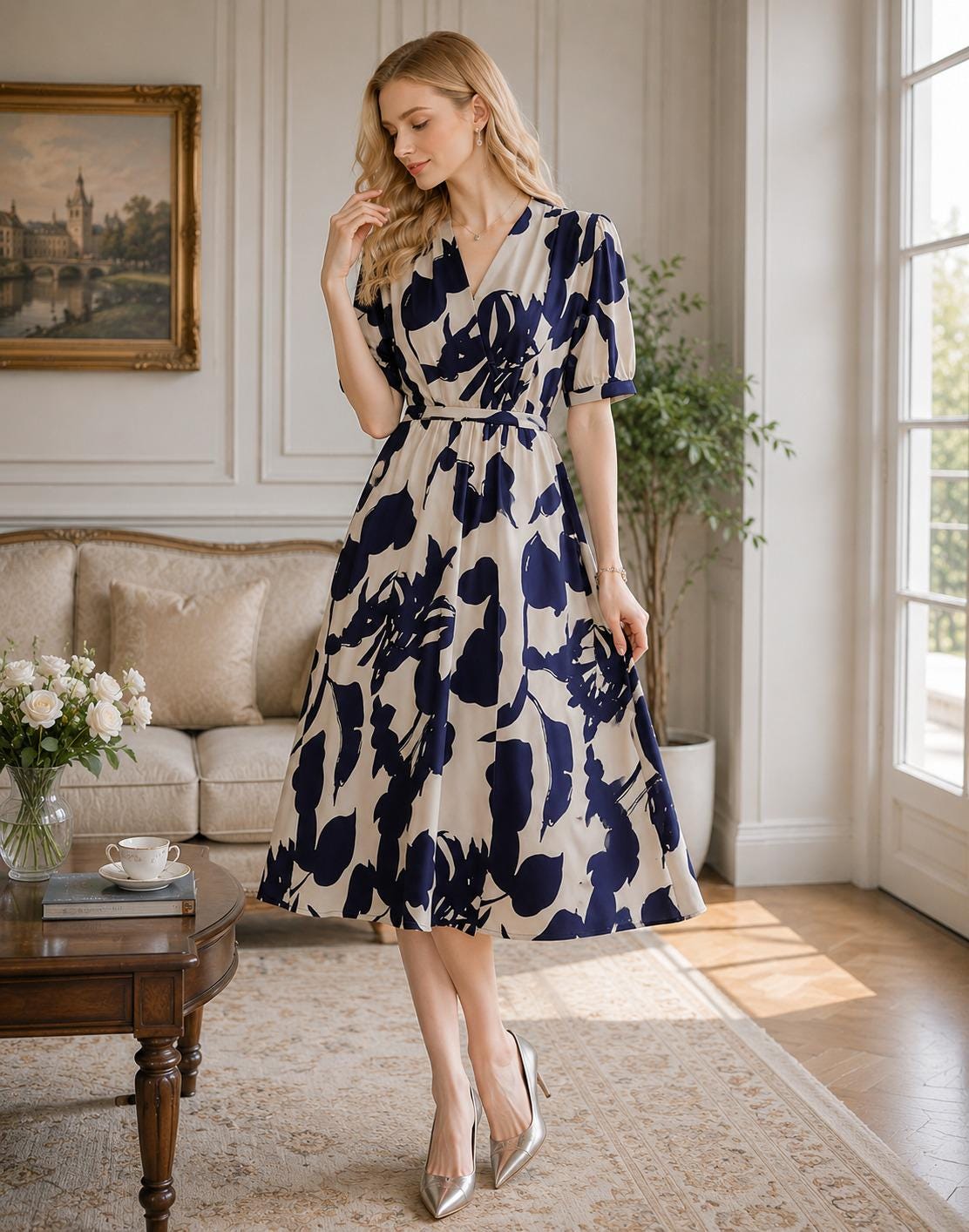 Silk Luxury Floral Print Bodycon Dress Bandage Vintage Elegant Evening Casual Summer Women