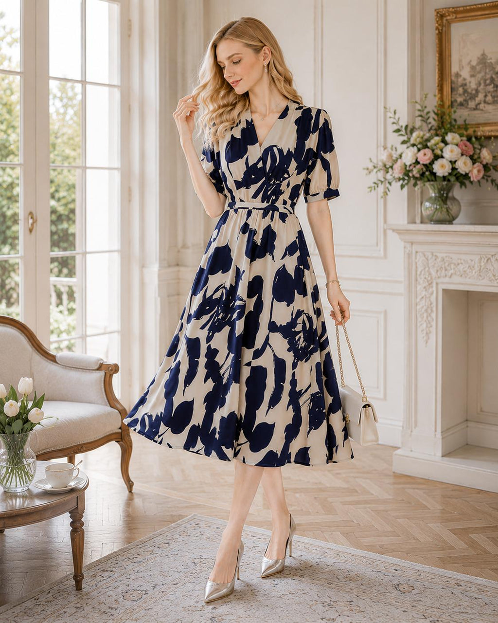 Silk Luxury Floral Print Bodycon Dress Bandage Vintage Elegant Evening Casual Summer Women