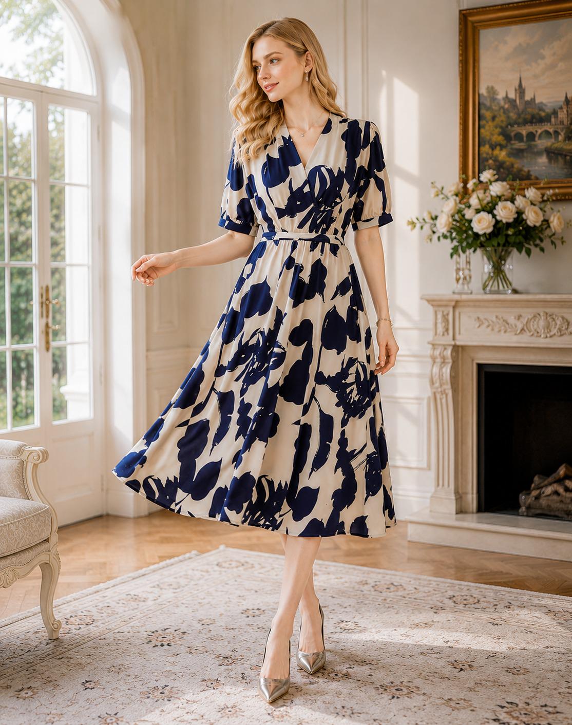 Silk Luxury Floral Print Bodycon Dress Bandage Vintage Elegant Evening Casual Summer Women
