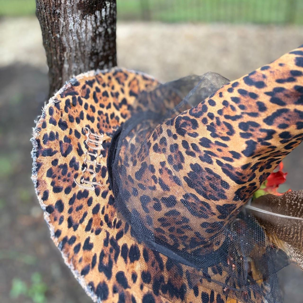 Lady Maple Leopard Fall Witch Hat, Autumn Sunflower Witchy Wear, Gothic Statement, OOAK Headpiece