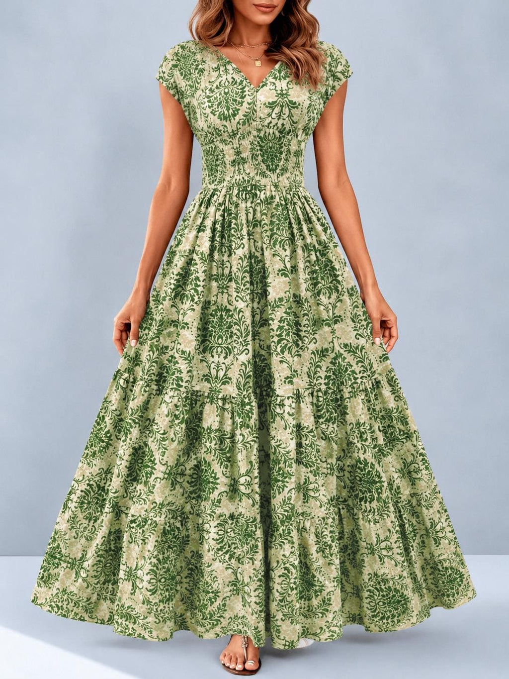Women Floral Maxi Dress | Summer Beach Dress |  Flowy High Waist Vacation Dress | Printed Bohemian Dress | Garden Party Outfit