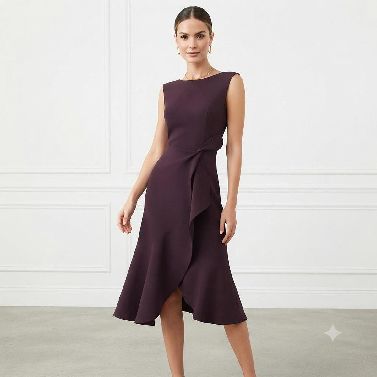 Wedding Guest Dress, Chic Bateau Neck Fit and Flare Design