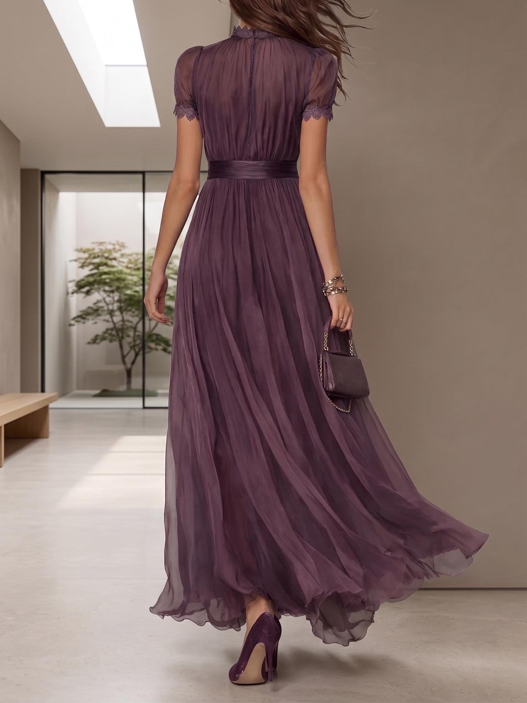 Bohemian chiffon dress, long flowing dress, summer dress, evening gown, wedding guest dress, resort style dress, elegant party dress