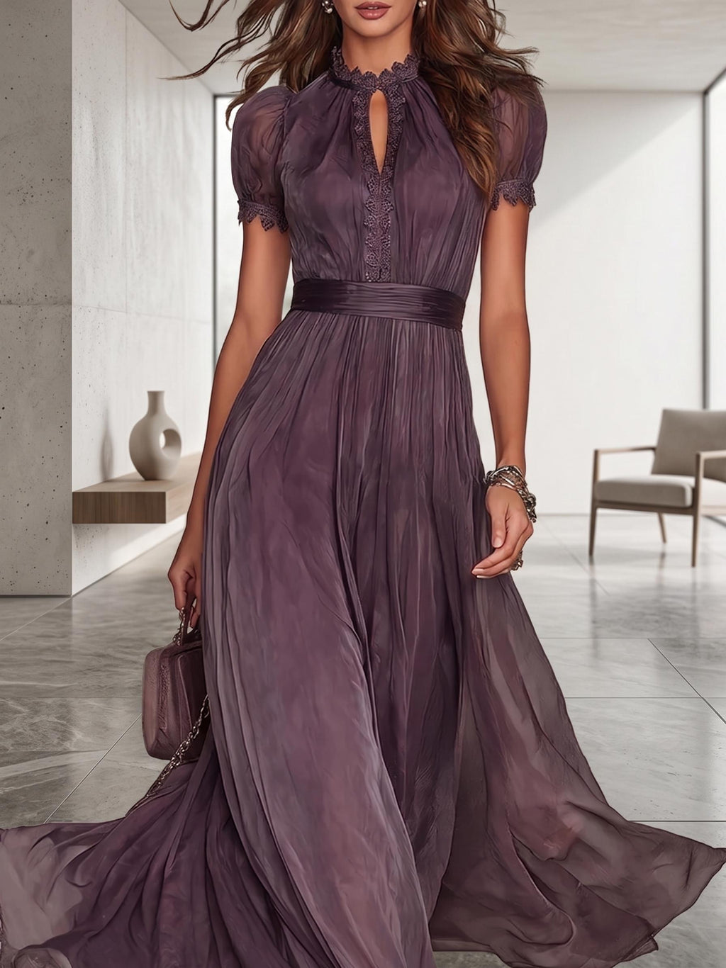 Bohemian chiffon dress, long flowing dress, summer dress, evening gown, wedding guest dress, resort style dress, elegant party dress