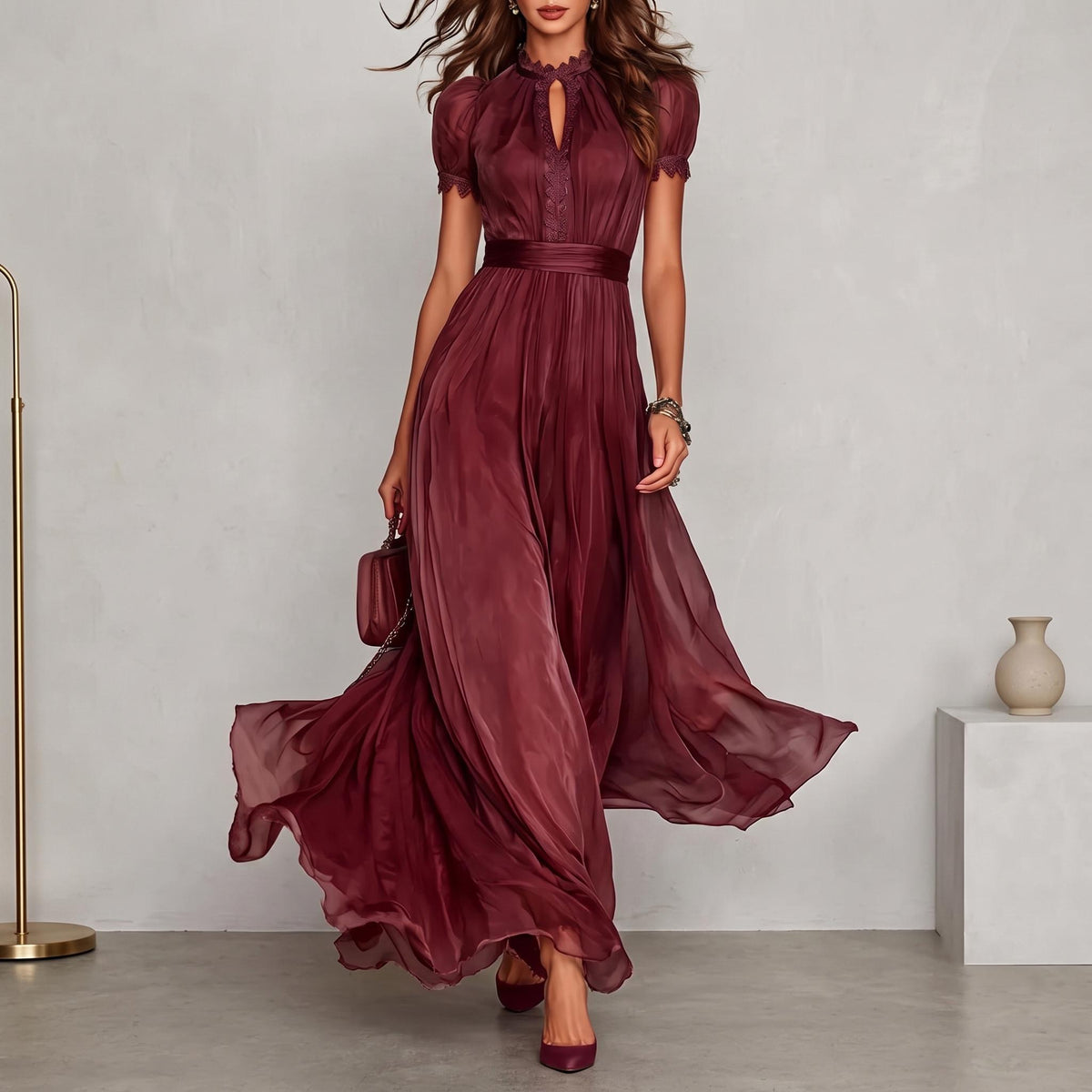Bohemian chiffon dress, long flowing dress, summer dress, evening gown, wedding guest dress, resort style dress, elegant party dress