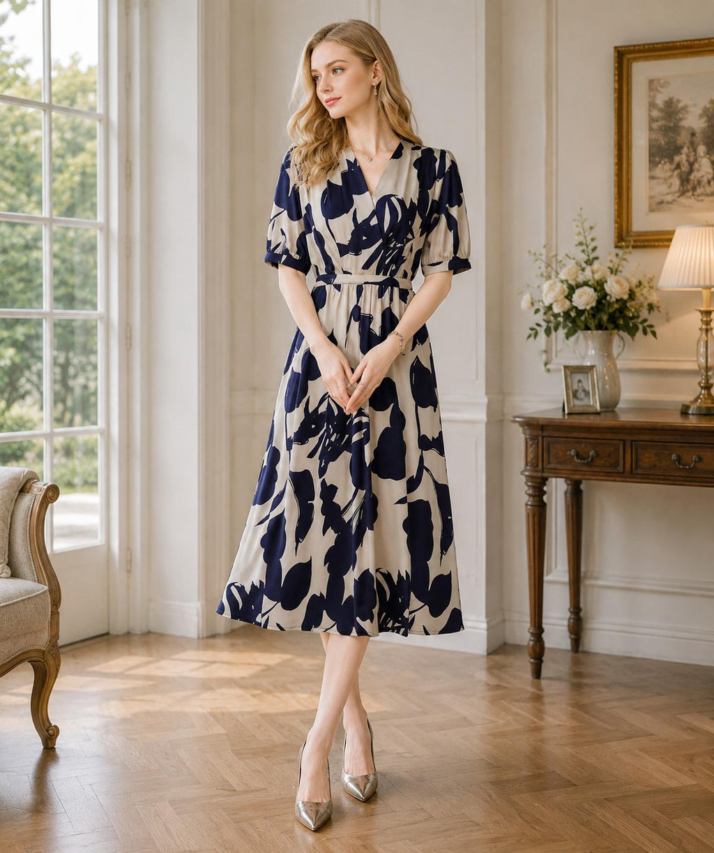 Silk Luxury Floral Print Bodycon Dress Bandage Vintage Elegant Evening Casual Summer Women
