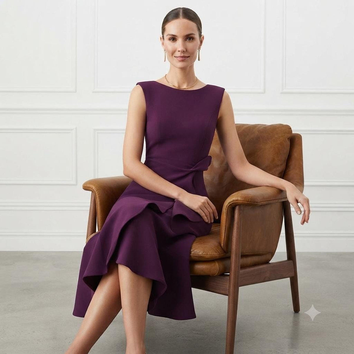 Wedding Guest Dress, Chic Bateau Neck Fit and Flare Design