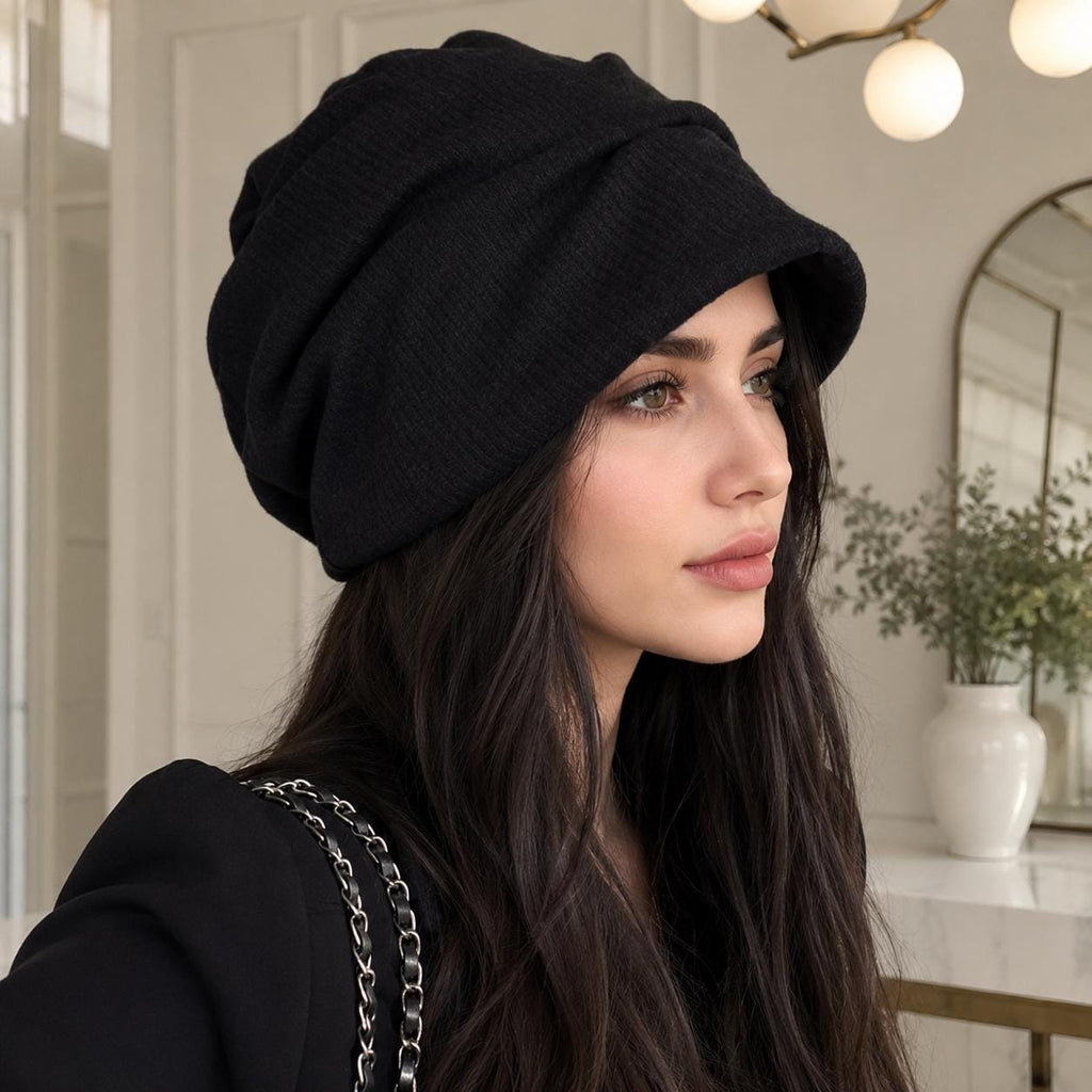 Oversized Slouchy Beret Hat for Women, Vintage French Style Newsboy Cap, Big Head Friendly Baggy Hat, Chic Casual Streetwear Accessory