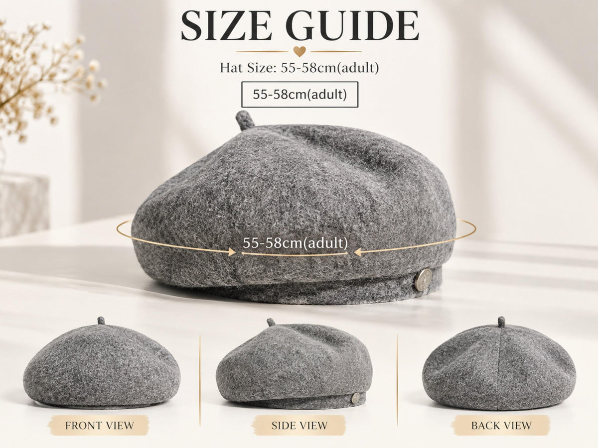 Women's Soft Beret Hat | Artist Style Autumn Winter Headwear (55-58cm)