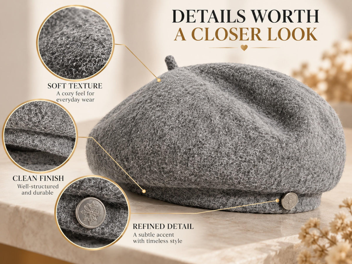Women's Soft Beret Hat | Artist Style Autumn Winter Headwear (55-58cm)