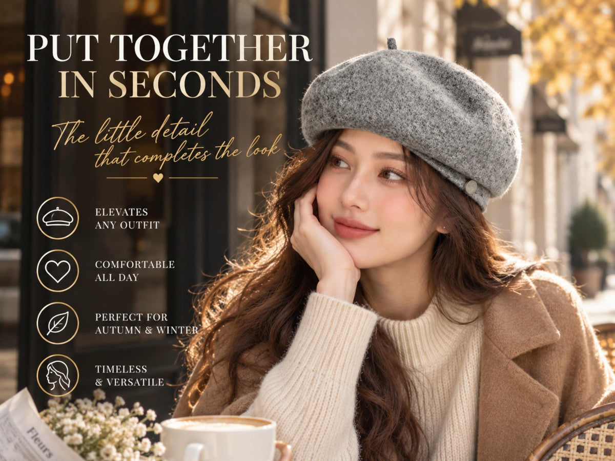 Women's Soft Beret Hat | Artist Style Autumn Winter Headwear (55-58cm)