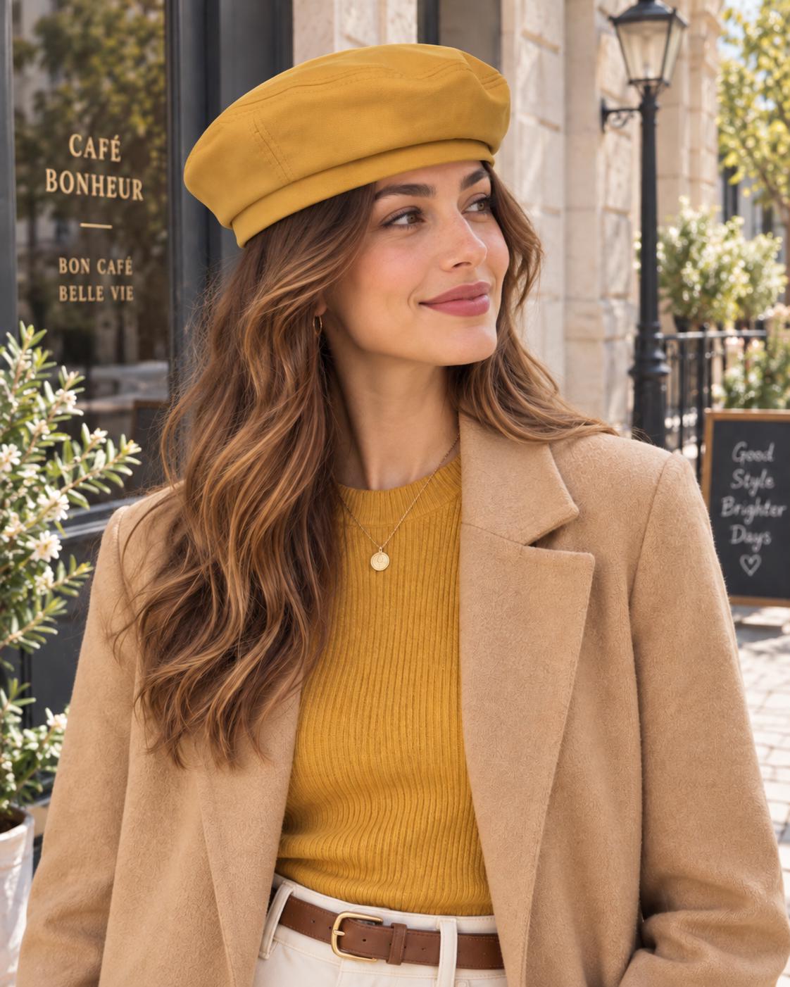 Womens Cotton Beret Hat Solid Color Octagonal Painter Cap Autumn Winter